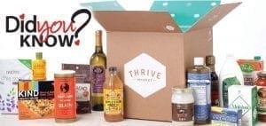 Thrive Market box with assorted food and wellness products