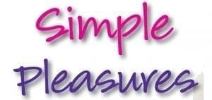 Simple Pleasures text in script font.