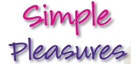 Simple Pleasures text in script font.