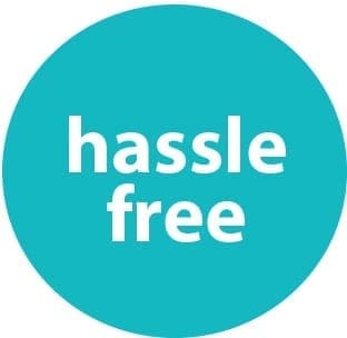 Hassle free text on a teal circle