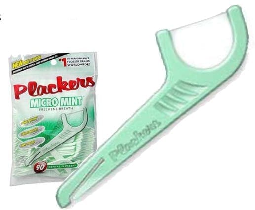 Mint Plackers micro mint flossers, one flosser and a package of 50.