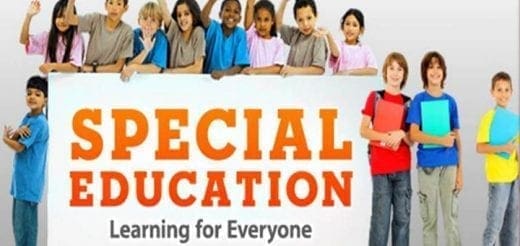 Children of diverse backgrounds holding books behind a banner that says "SPECIAL EDUCATION Learning for Everyone.