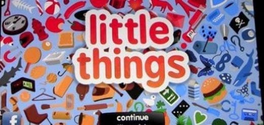 Title screen for the game "Little Things" with many small icons.