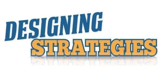 Designing Strategies text with a shadow effect
