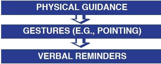 Flowchart showing physical guidance, gestures, and verbal reminders.