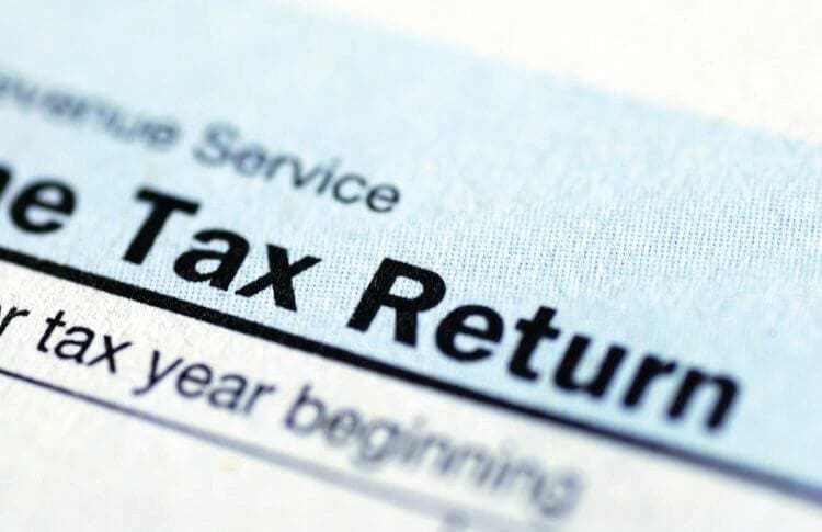 Close-up of a U.S. Tax Return document.
