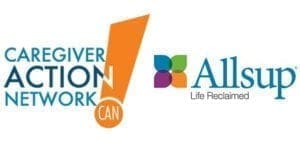 Logos for Caregiver Action Network and Allsup Life Reclaimed.