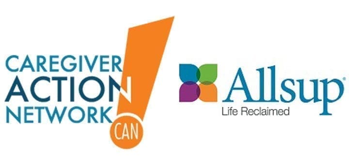 Logos for Caregiver Action Network and Allsup Life Reclaimed.
