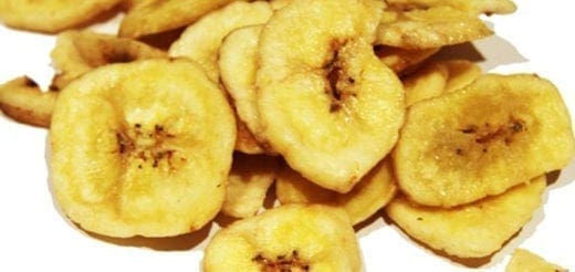 Pile of dried banana chips