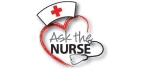 Ask the Nurse logo featuring a heart, a nurse cap, and a stethoscope.