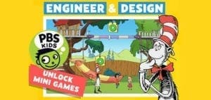 PBS Kids "Engineer & Design" game featuring the Cat in the Hat