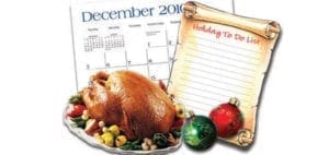 Holiday preparations with a turkey, calendar, and to-do list