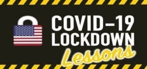 Lock with US flag and text "COVID-19 Lockdown Lessons