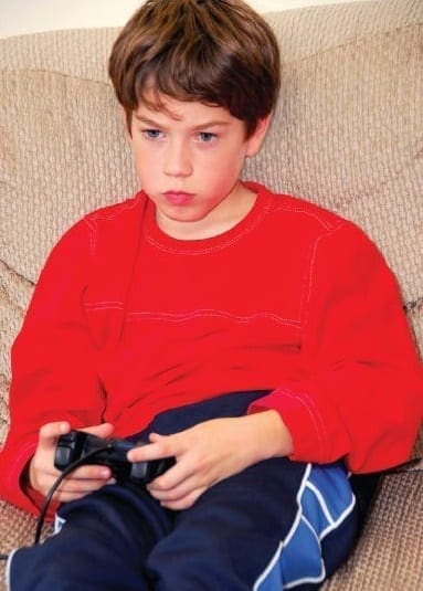 Michael playing a video game.