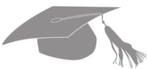 Graduation cap with a tassel.