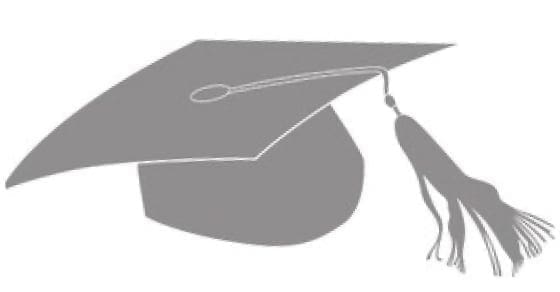 Graduation cap with a tassel.
