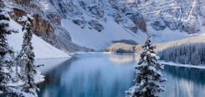 Lake Louise, Alberta, Canada, on a crisp winter day.