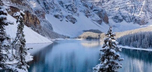 Lake Louise, Alberta, Canada, on a crisp winter day.