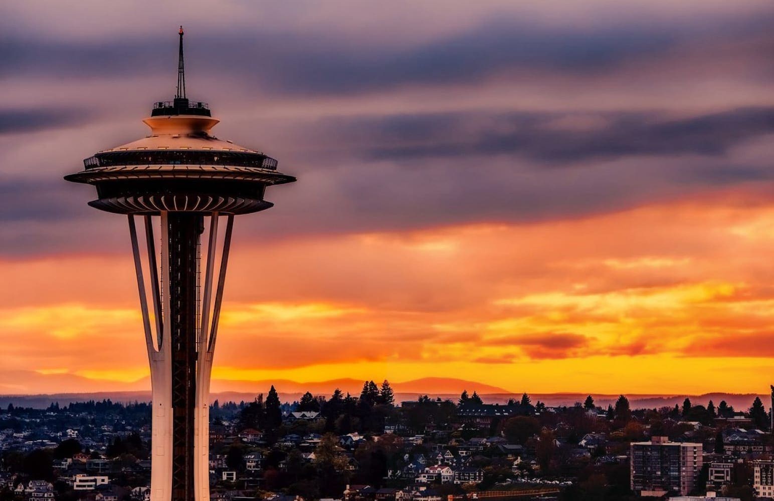 Seattle's Space Needle at sunset