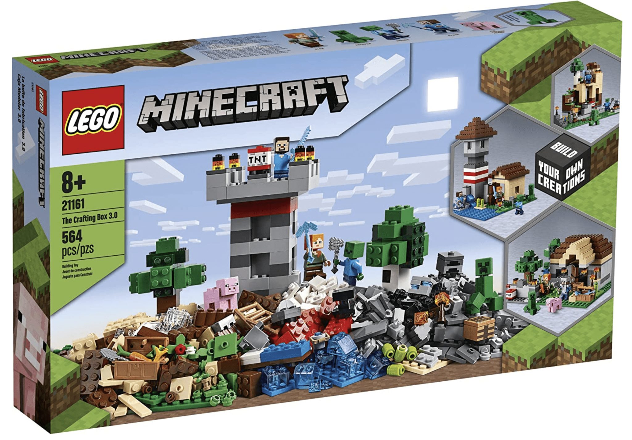 LEGO Minecraft "The Crafting Box 3.0" set on a white background.