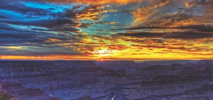 Colorful sunset over the Grand Canyon.
