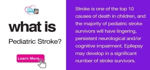 Website graphic with text about pediatric stroke