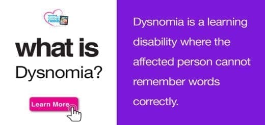 Title card for "What is Dysnomia?" with a description of the learning disability.