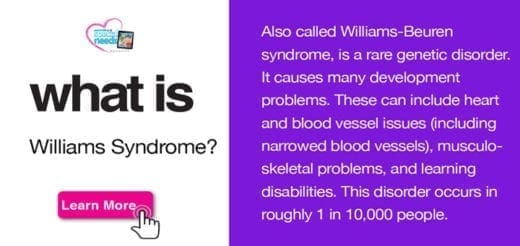 Web page with text "what is Williams Syndrome?" and information about the disorder.