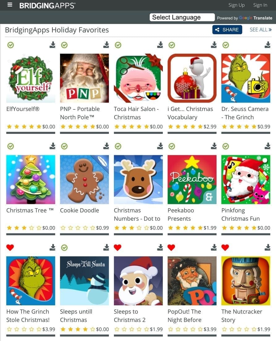 Bridging Apps holiday favorites app icons