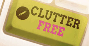 Clutter Free graphic with a pencil icon.