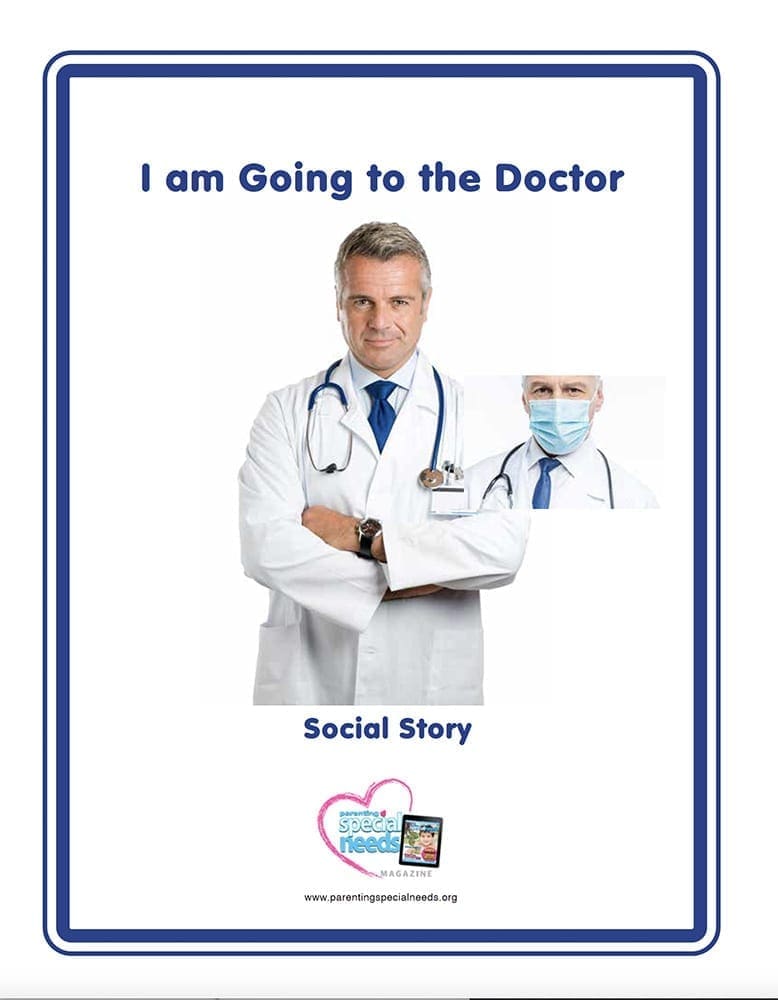 Social story titled "I am Going to the Doctor" with two doctors.