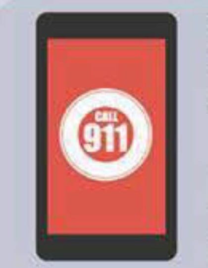 Phone screen displaying a red circle with "CALL 911" in white text.