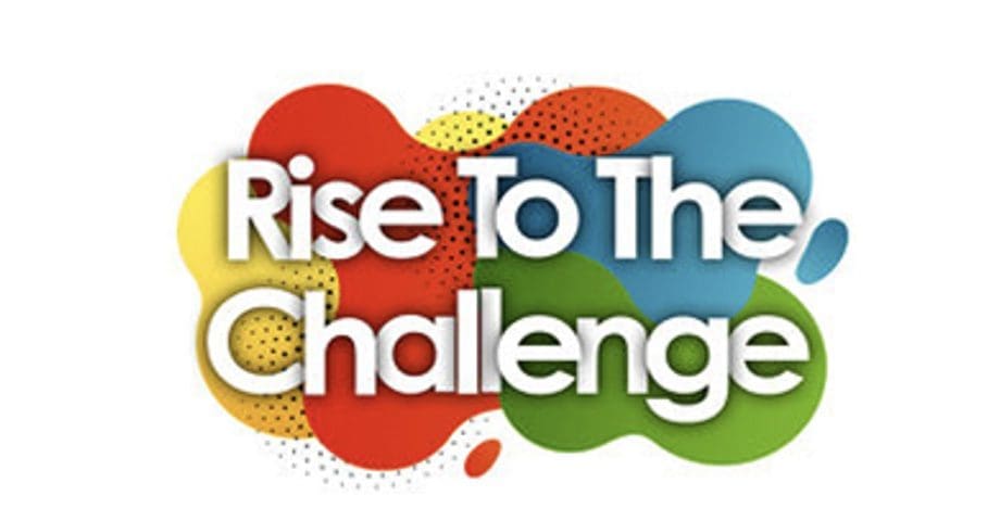 Rise To The Challenge logo with colorful abstract shapes