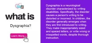 What is Dysgraphia? text with a definition of the disorder