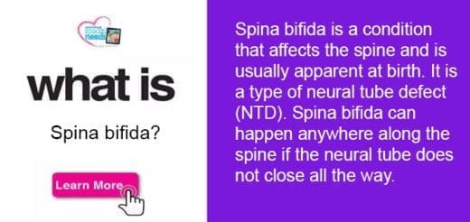 Text defining spina bifida and a button to learn more.