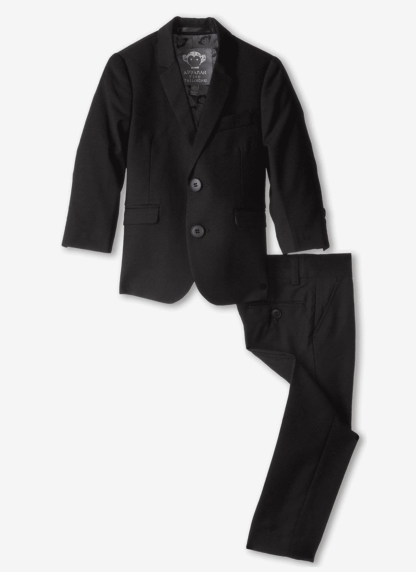 Black boy's suit with jacket and pants.