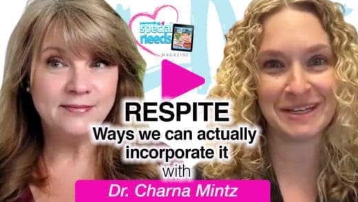 Dr. Charna Mintz and an unidentified woman on a screen discussing respite care.