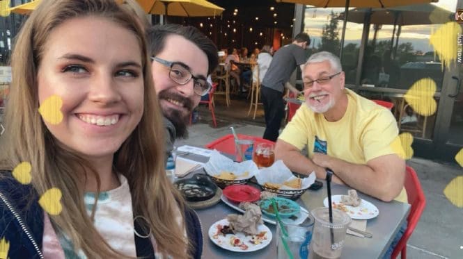 Sydney with her dad, Bradley Palmer, and her brothers Keegan and Troy Palmer