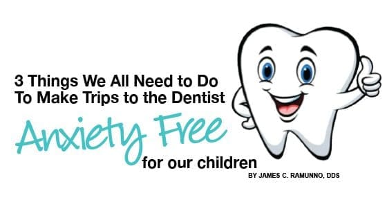Smiling cartoon tooth giving thumbs up next to title about making dentist trips anxiety-free for children.