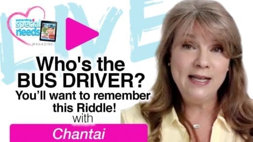 Woman with brown hair and a yellow shirt, title card text "Who's the BUS DRIVER? You'll want to remember this Riddle! with Chantai