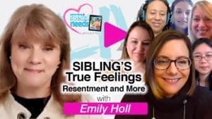 Emily Holl and other women in a video thumbnail about sibling's true feelings.