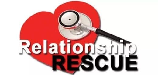 Red heart with a stethoscope and the words "Relationship RESCUE