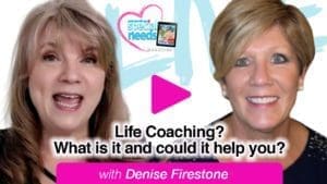 Denise Firestone smiling, with another woman, in a video thumbnail about life coaching.