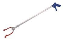 Grab stick with a blue handle and silver shaft.