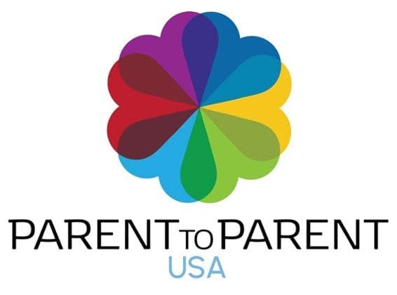 Parent to Parent USA logo with a colorful flower design.