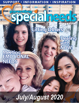 Parenting Special Needs Magazine July/August 2020 cover featuring four smiling women and two children.