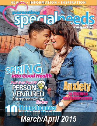 Parenting Special Needs Magazine cover featuring a mother and son smiling at each other.