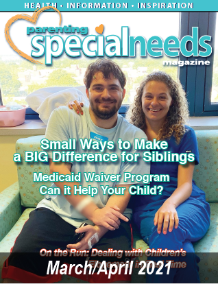 Cover of Parenting Special Needs Magazine, March/April 2021 issue, featuring a smiling couple.