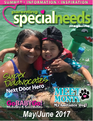 Cover of May/June 2017 Parenting Special Needs Magazine featuring a mother and child in water.