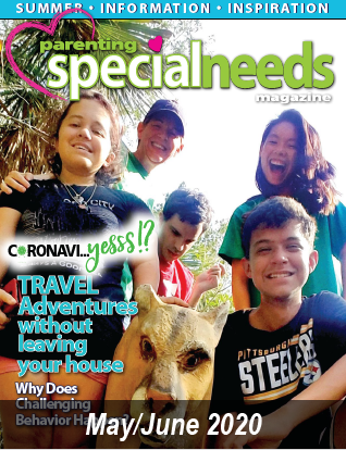 May/June 2020 cover of Parenting Special Needs Magazine featuring five smiling young people and a lion's head statue.
